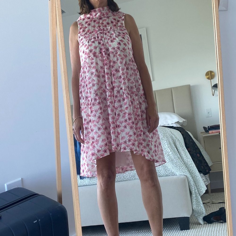 Pink and White Metallic Monique L'huillier Anthropologie Dress